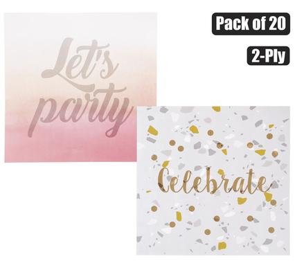 Serviettes 2ply 33cm 20pc celebration