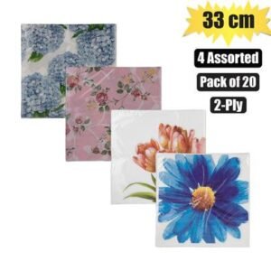 Serviettes 2ply 33cm 20pc flowers