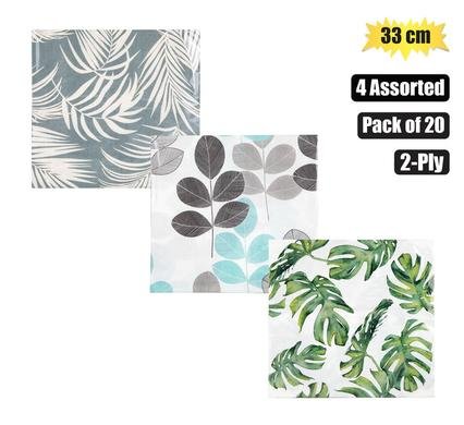Serviettes 2ply 33cm 20pc leaves